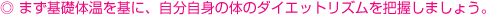 まず、基礎体温を基に、自分自身の体のダイエットリズムを把握しましょう。